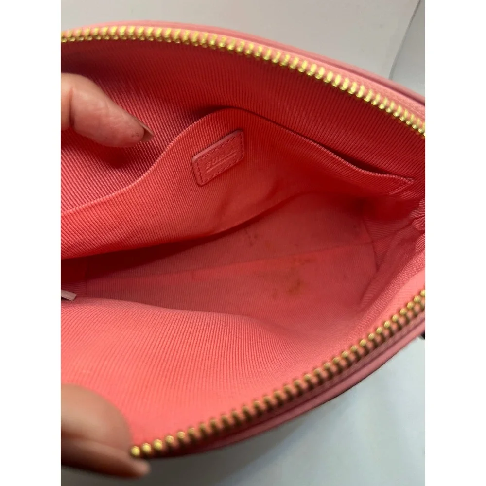 Furla‎ Pink Leather Dome Crossbody Bag Gold Tone Hardware Adjustable Strap